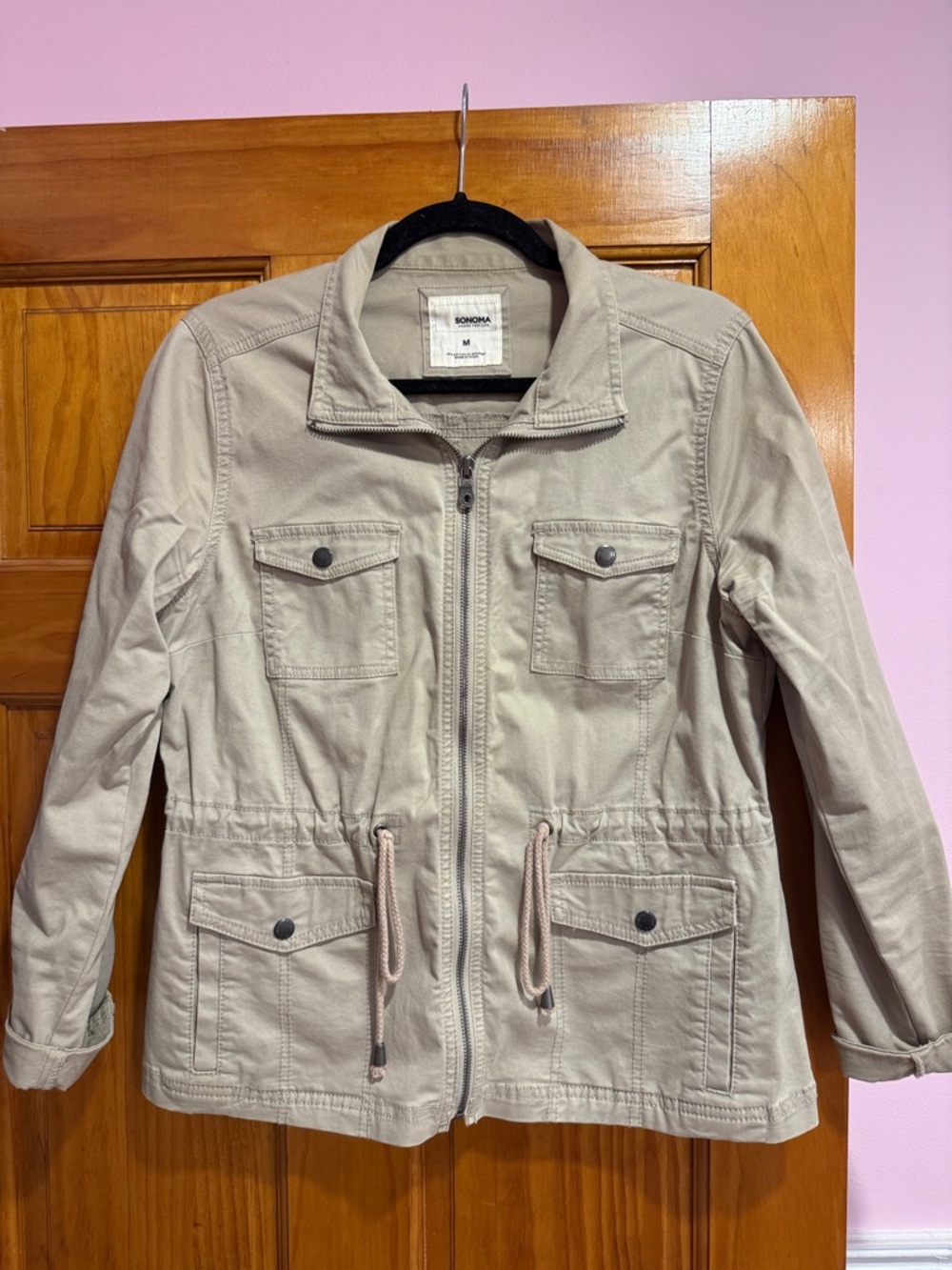 Sonoma Light Beige Utility Jacket with Drawstring Waist